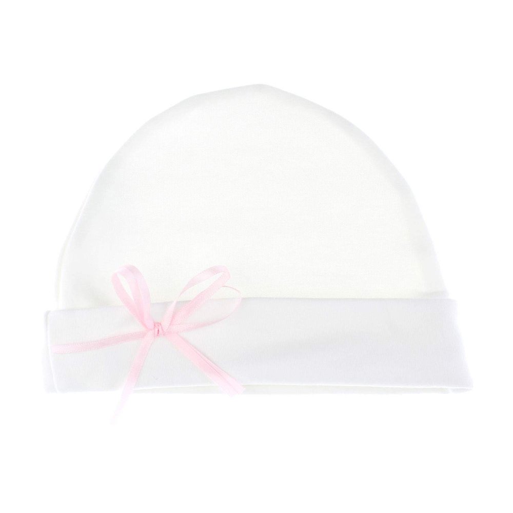 My Lello Baby Cotton Beanie Hat w/Bow - (0-6 Months) - Light Pink