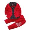 2pcs Baby Boy Dress Clothes Toddler Outfits Infant Tuxedo Formal Suits Set Shirt + Pants (Red, 3-4 Years) view 1