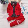 2pcs Baby Boy Dress Clothes Toddler Outfits Infant Tuxedo Formal Suits Set Shirt + Pants (Red, 3-4 Years) view 2