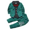 2pcs Baby Boy Dress Clothes Toddler Outfits Infant Tuxedo Formal Suits Set Shirt + Pants (Green, 2-3 Years) view 1