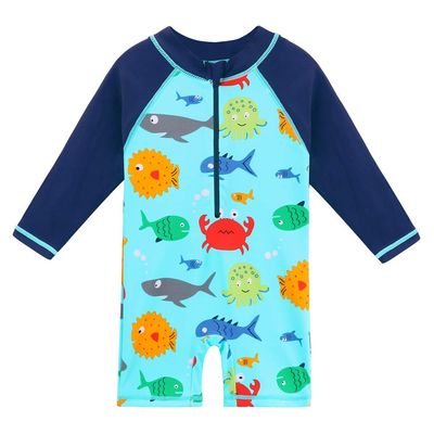 HUAANIUE Baby/Toddler Boy One-Piece Swimsuit UPF 50+ Long Sleeve Swimwear