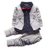 2pcs Baby Boy Dress Clothes Toddler Outfits Infant Tuxedo Formal Suits Set Shirt + Pants (Grey, 12-18 Months) view 1
