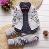 2pcs Baby Boy Dress Clothes Toddler Outfits Infant Tuxedo Formal Suits Set Shirt + Pants (Grey, 12-18 Months) view 2