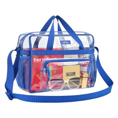 MAY TREE Clear Bag for Stadium Events 12612 Clear Tote Lunch Bag with Reinforced Straps for Work and Sporting Events, Blue