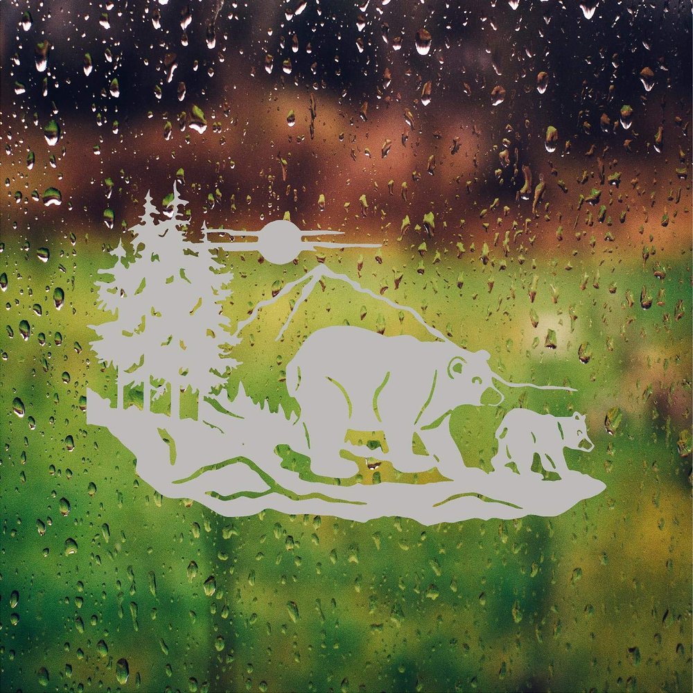 Bear Cub Front Door Window Decal Hunting Gun Cabinet Etched Glass Decals Vinyl Sticker