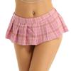 Aislor Women's Japanese Schoolgirl Skirt Cosplay Costume Mini Plaid Pleated Skirt Tartan Uniform Pink One Size view 1