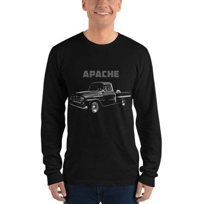 1958 Apache Pickup Truck Long Sleeve T-Shirt Black, Fan Gift, Unisex, Vintage, Retro, Classic, Racing