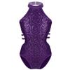 Alvivi Kids Girls Sequins Halter Strappy Back Ballet Dance Gymnastics Leotard Ballerina Dance Training Outfit Bodysuit Purple 10 Years view 2