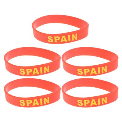 LIOOBO 5pcs Country Flag Silicone Bracelet Unique Rubber Sports Fashion Wristband Game Supplies Hand Band for Sports Game Compatitive Race International Match (Spain)