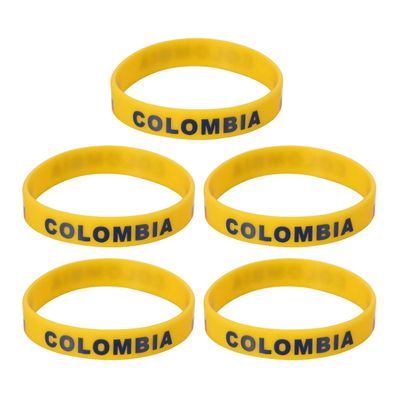LIOOBO 5pcs Country Flag Silicone Bracelet Unique Rubber Sports Fashion Wristband Game Supplies Hand Band for Sports Game Compatitive Race International Match (Colombia)