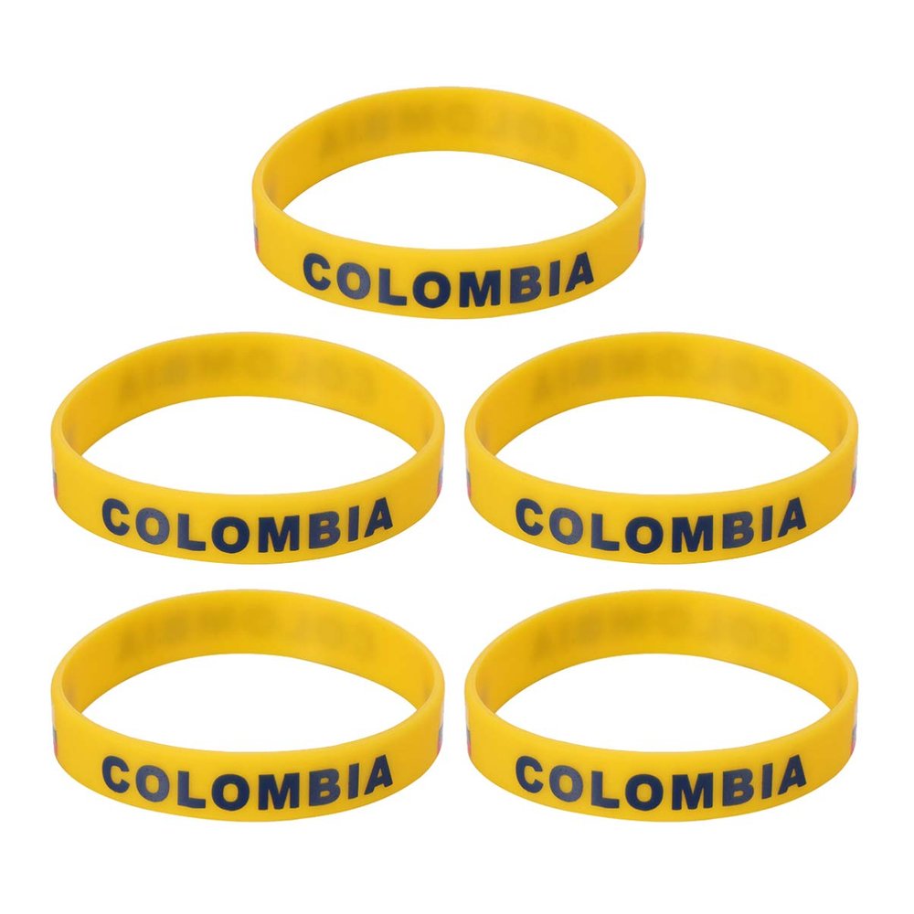 LIOOBO 5pcs Country Flag Silicone Bracelet Unique Rubber Sports Fashion Wristband Game Supplies Hand Band for Sports Game Compatitive Race International Match (Colombia)