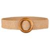 Retro Ladies Woven Belt with Round Wooden Buckle, Fashion Waist Belt for Women, Brown, 37 Inches view 1