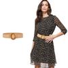 Retro Ladies Woven Belt with Round Wooden Buckle, Fashion Waist Belt for Women, Brown, 37 Inches view 2
