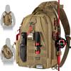 Ghosthorn Fishing Backpack Tackle Sling Bag-Backpack with Rod Holder- Lightweight Tackle Box Fly Fishing Gifts for Men Women (Large Khaki) view 1