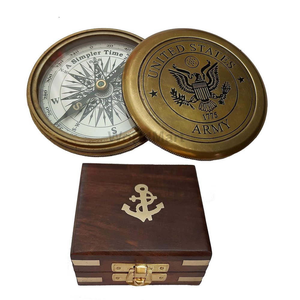 United States Army Personalized Engraved Compass, Mens Gift, Groomsmen Gift, Wedding Gift, Hiking Gift, Corporate Gift. (Antique Finish Only Compass)