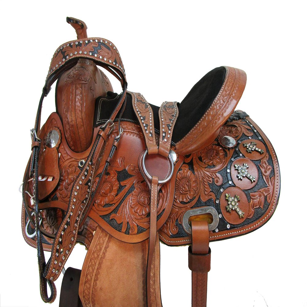 15 16 Cowgirl Western Horse Leather Pleasure Saddle Bling Show Barrel Racing TACK (16 in)