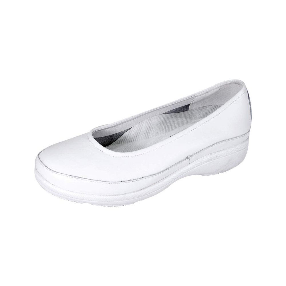 24 Hour Comfort Janine (1057) Women's Wide Width Leather Slip On Shoes White 6