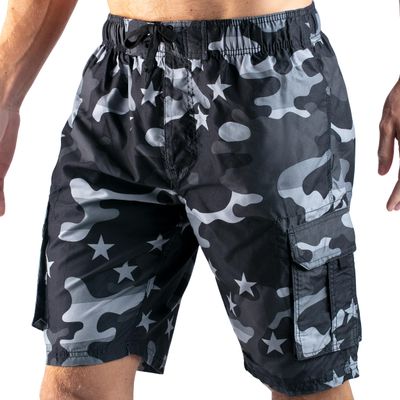 Kanu Surf Men's Mirage Swim Trunks (Regular & Extended Sizes), Camo Flag Black, X-Large