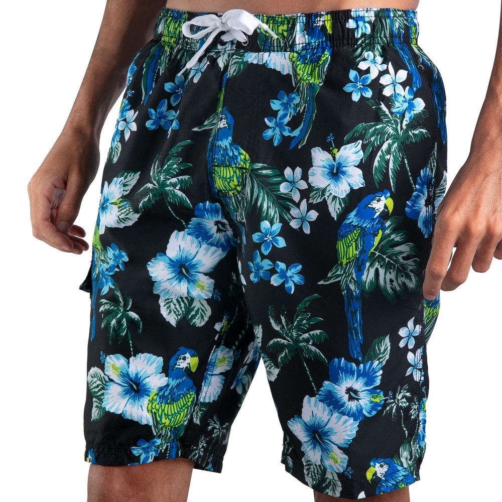 Kanu Surf Mens, Barracuda Swim Trunks (Regular & Extended Sizes), Fiji Black, Small