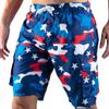 Kanu Surf Men's Mirage Swim Trunks (Regular & Extended Sizes), Camo Flag Red/White/Blue, Large view 1