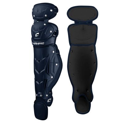 Champro Optimus MVP Double Knee Baseball Catchers Leg Guards, 13.5"" Length, Navy (CG106NY)