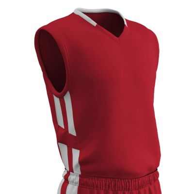 Champro Men's Standard Muscle Basketball Jersey, Scarlet, White, Adult 4X-Large