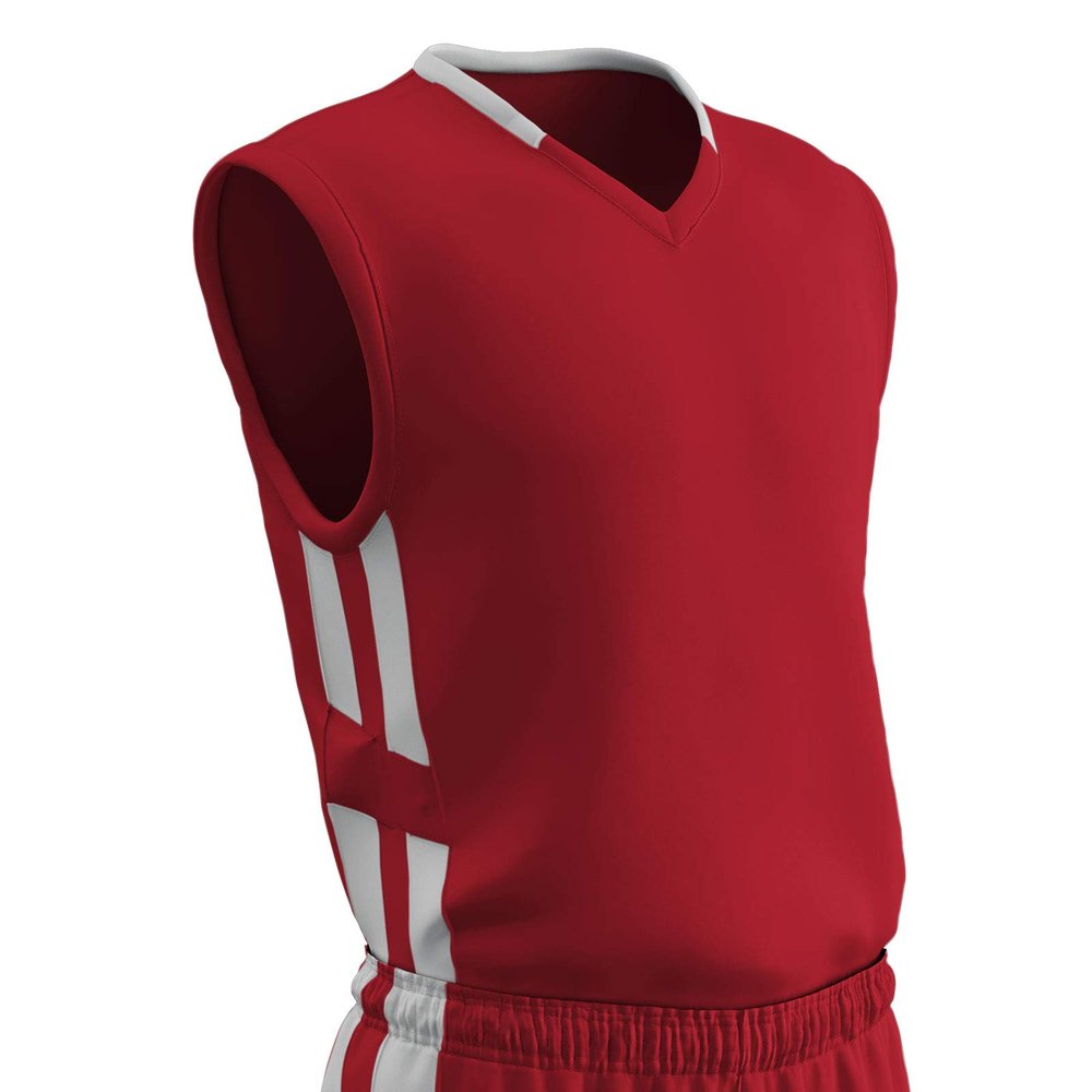 Champro Men's Standard Muscle Basketball Jersey, Scarlet, White, Adult 4X-Large