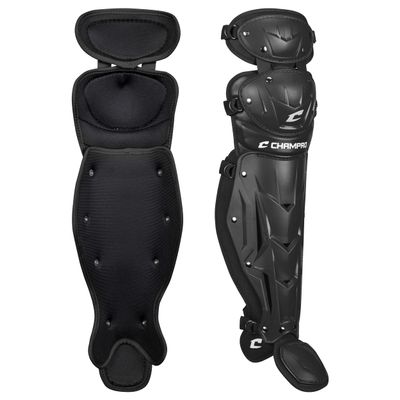 Champro Optimus MVP Double Knee Baseball Catchers Leg Guards, 16.5" Length, Black, CG100B