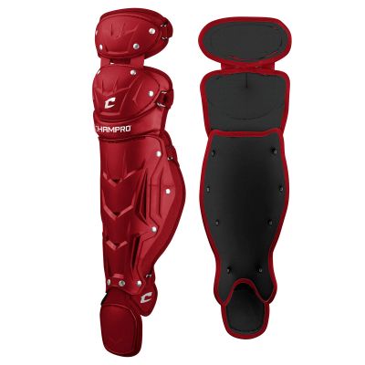 Champro Optimus MVP Double Knee Baseball Catchers Leg Guards, 13.5"" Length, Scarlet (CG106SC)