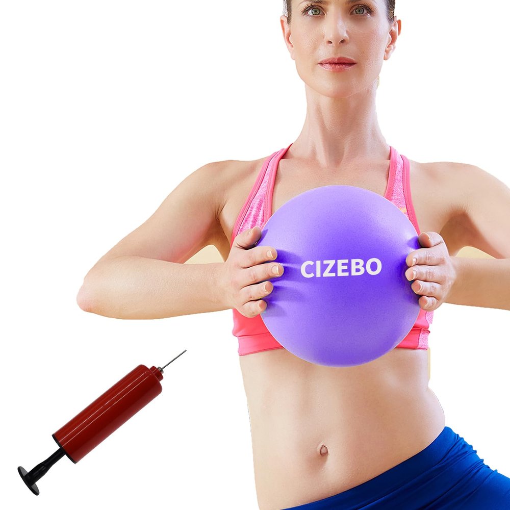 CIZEBO Pilates Ball 8 inch, Small Exercise Ball for Between Knees with Needle Pump for Core Workout & Physical Therapy Yoga PT, Purple