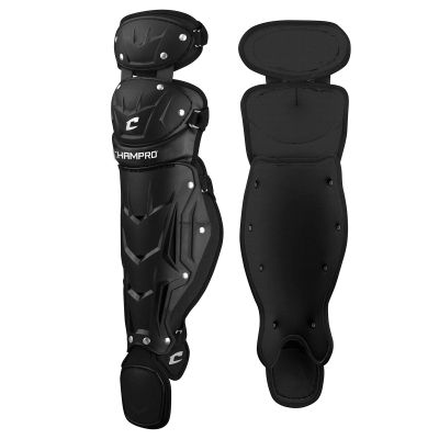 Champro Optimus MVP Double Knee Baseball Catchers Leg Guards, 13.5" Length, CG106B, Black