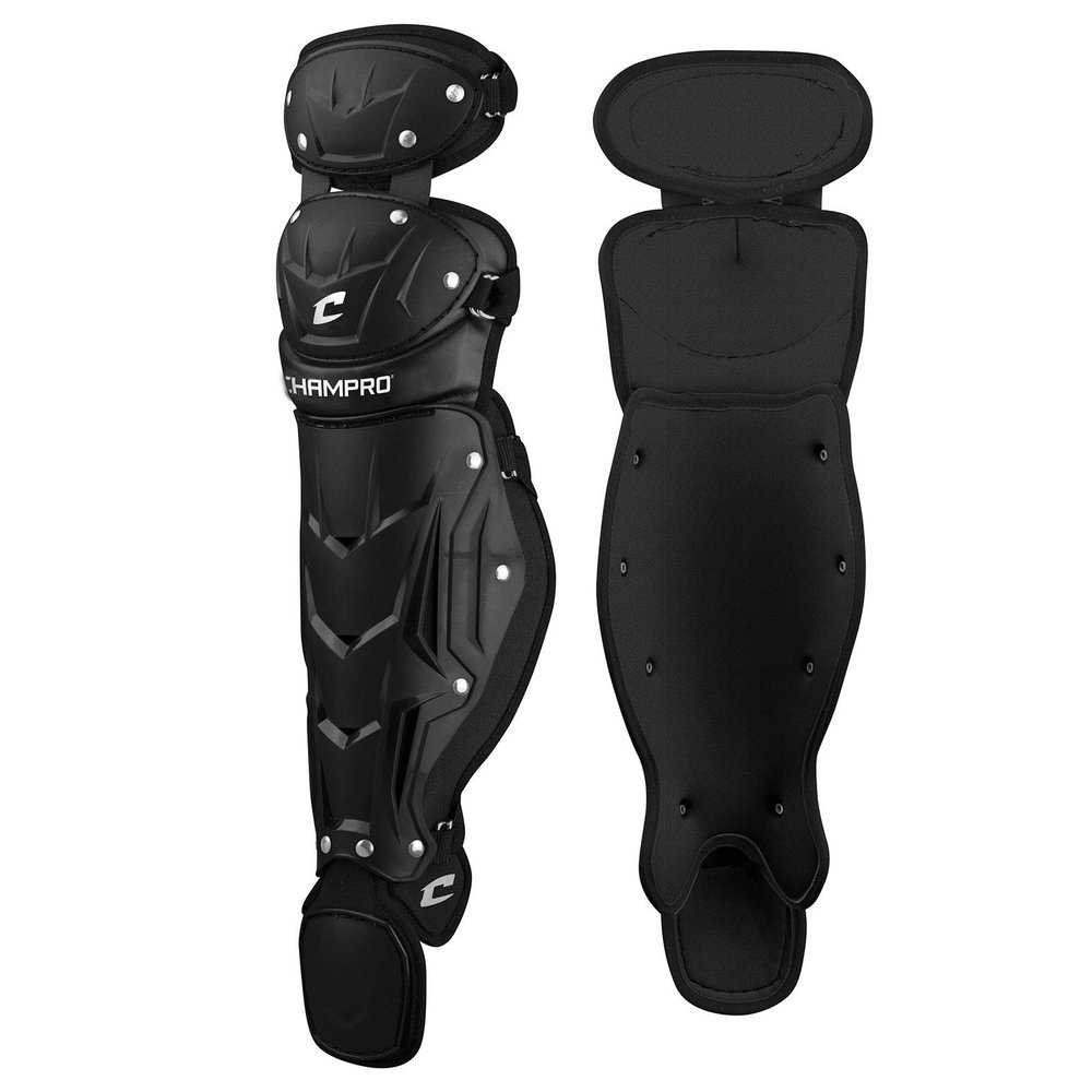 Champro Optimus MVP Double Knee Baseball Catchers Leg Guards, 13.5" Length, CG106B, Black