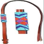 Showman 4' Leather Encouragement Aid w/Teal, Purple & Orange Beaded Overlay