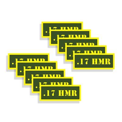 Ammo Can Labels 17 HMR Ammunition Decals Olive Drab Green Firearm Labels .17 HMR Magnum Rimfire 10 Pack Adhesive Vinyl 3"x1.15" #AG