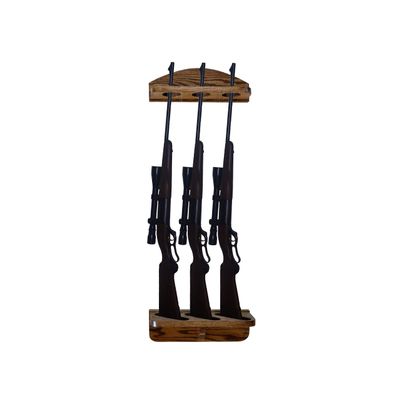 Weaver Wood Designs 3-Gun Solid Oak Wall Display Gun Rack for Rifles and Shotguns