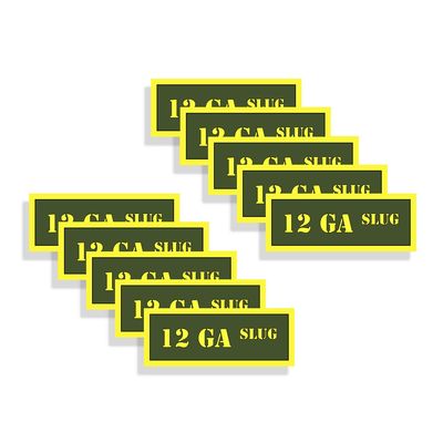 Ammo Can Labels 12 GA SLUG Ammunition Decals Olive Drab Green Firearm Labels 12 Gauge SLUG 10 Pack Adhesive Vinyl 3"x1.15" #AG