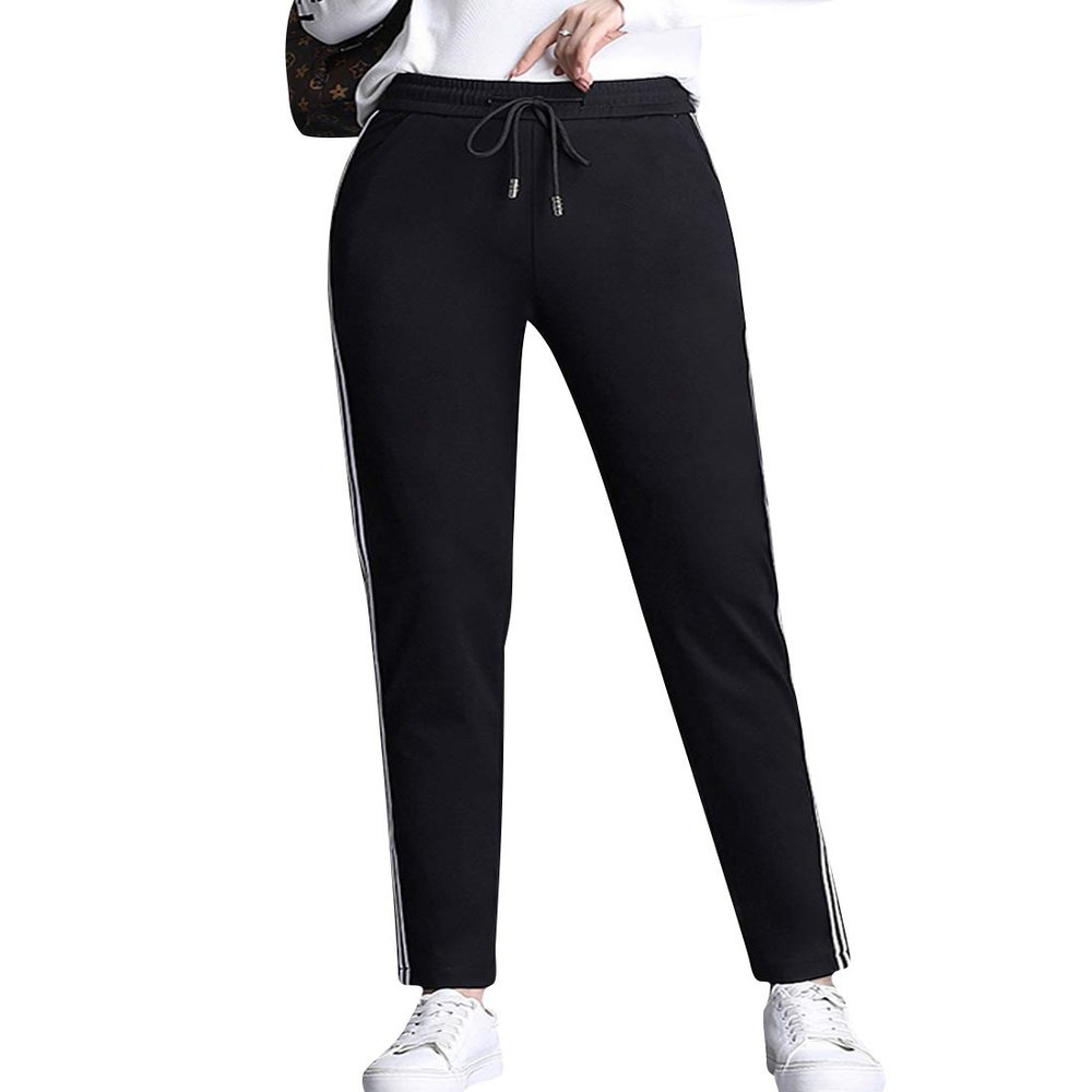 ZGZZ7 Women's Casual Comfort Active Pants Full Length Straight Running Athletic Sweatpants (Black, Small)