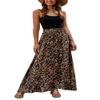 Bluetime Women Boho Maxi Skirt Leopard Print Chiffon Beach Pleated High Waisted A-Line Long Skirts (M, Floral1)