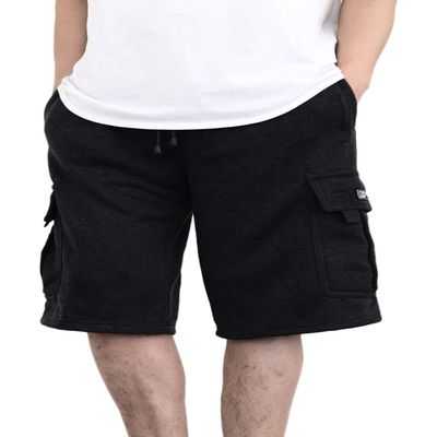 AIRNINE Men's Fleece Cargo Shorts Heavyweight M-5XL [DFP-1] (Black, XX-Large)