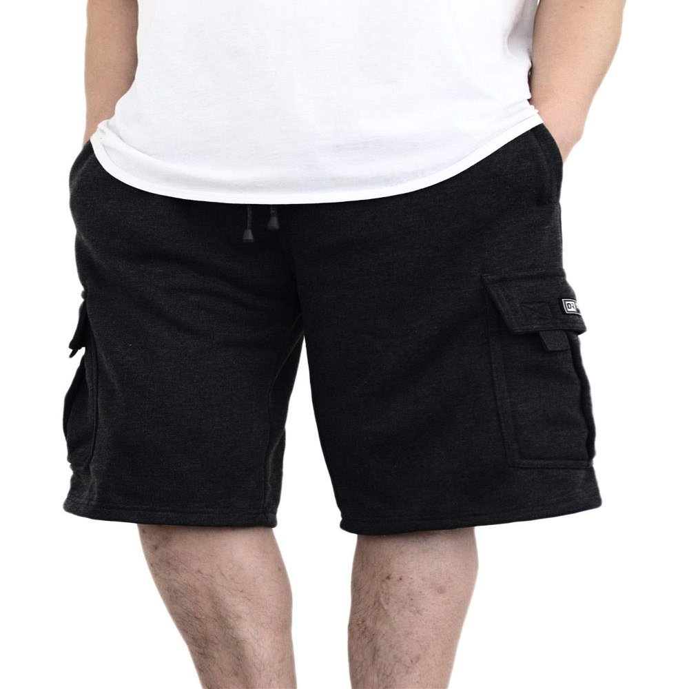 AIRNINE Men's Fleece Cargo Shorts Heavyweight M-5XL [DFP-1] (Black, XX-Large)