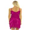 Agoky Womens Latin Rumba Tango Dance Dress Fringe Sequin Strap Backless 1920s Flapper Party Dresses Rose One_Size view 3