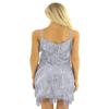 Agoky Womens Latin Rumba Tango Dance Dress Fringe Sequin Strap Backless 1920s Flapper Party Dresses Silver-Gray One_Size view 3