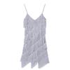 Agoky Womens Latin Rumba Tango Dance Dress Fringe Sequin Strap Backless 1920s Flapper Party Dresses Silver-Gray One_Size view 4