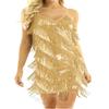 Agoky Womens Latin Rumba Tango Dance Dress Fringe Sequin Strap Backless 1920s Flapper Party Dresses Gold One_Size view 1
