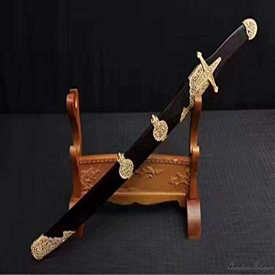 GLW Sword Guardian of Buddhism Asura Battle Sword Folded Pattern Steel Blade Sharp (Black)