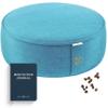 Mindful & Modern Velvet Meditation Cushion | Luxe Zafu Yoga Floor Pillow Seat | Posture Support | Buckwheat Hull Filled | Large Round Cushion with Removable Washable Cover + Carry Handle | Color Teal view 1
