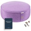 Mindful & Modern Velvet Meditation Cushion | Luxe Zafu Yoga Floor Pillow Seat | Posture Support | Buckwheat Hull Filled | Large Round Cushion | Removable Washable Cover + Carry Handle | Color Violet view 1