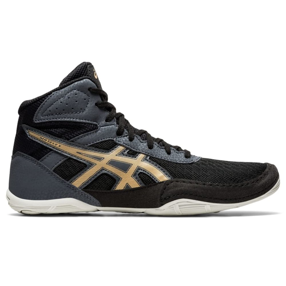 ASICS Kid's MATFLEX 6 Grade School Wrestling Shoes, 3 Big Kid, BLACK/CHAMPAGNE