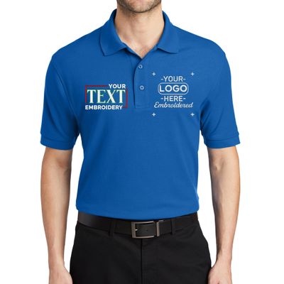 Custom Embroidered Polo Shirt for Men Personalized Embroidery Name Text Logo Golf Tee Strong Blue