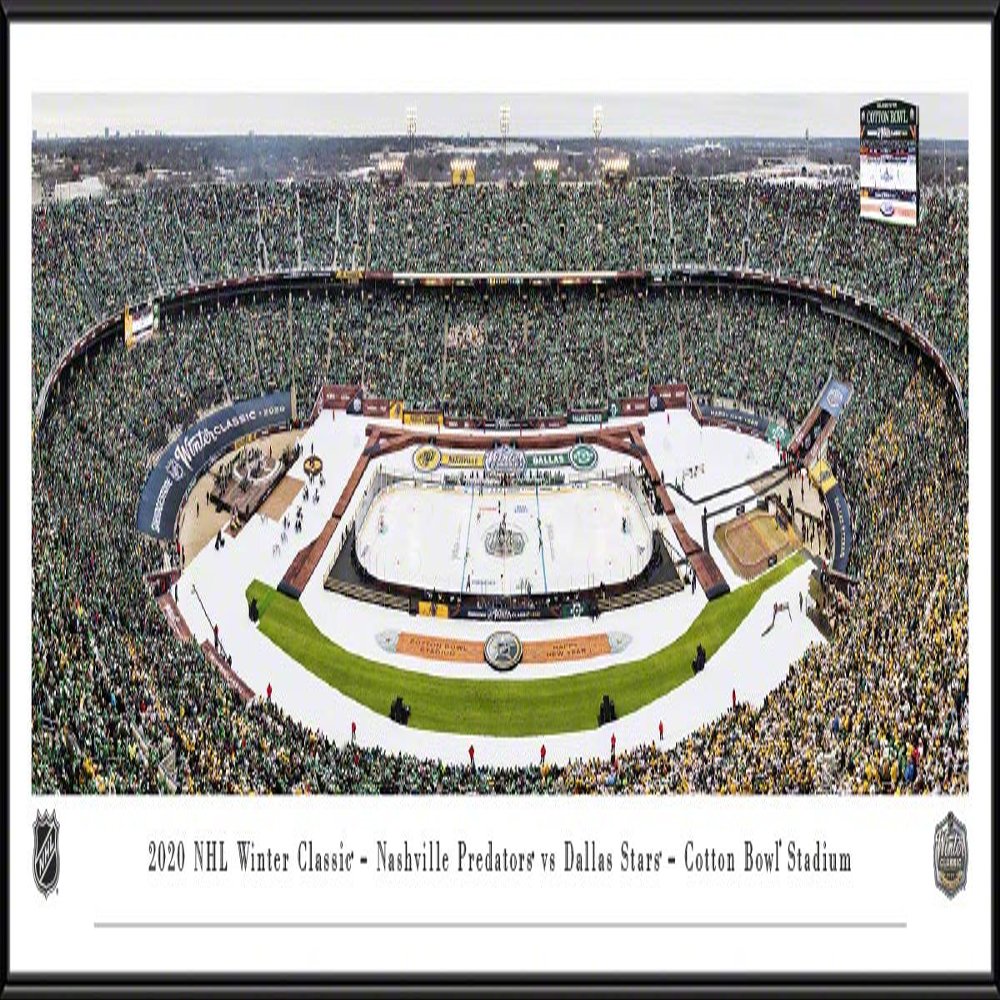 2020 NHL Winter Classic, Dallas Stars vs Nashville Predators - 40.25x13.75-inch Standard Framed Picture by Blakeway Panoramas